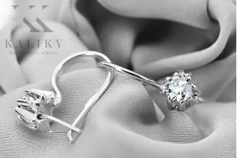 Стерлінгове срібло 925 14k 583 Zircon Сережки vec053s Російський Радянський СРСР Вінтаж вироби Ар-деко style